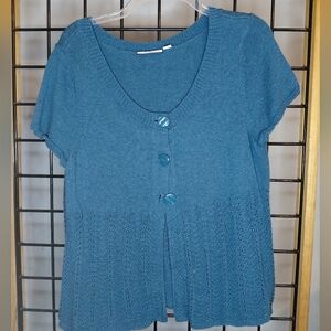 Croft & Barrow Teal Knit Button-Front Sweater Top – Size L